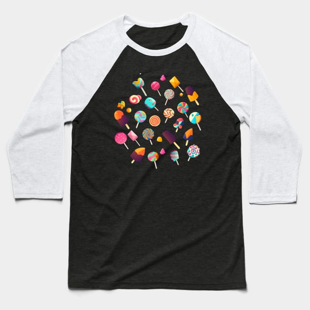 pattern candies Baseball T-Shirt by retrocolorz